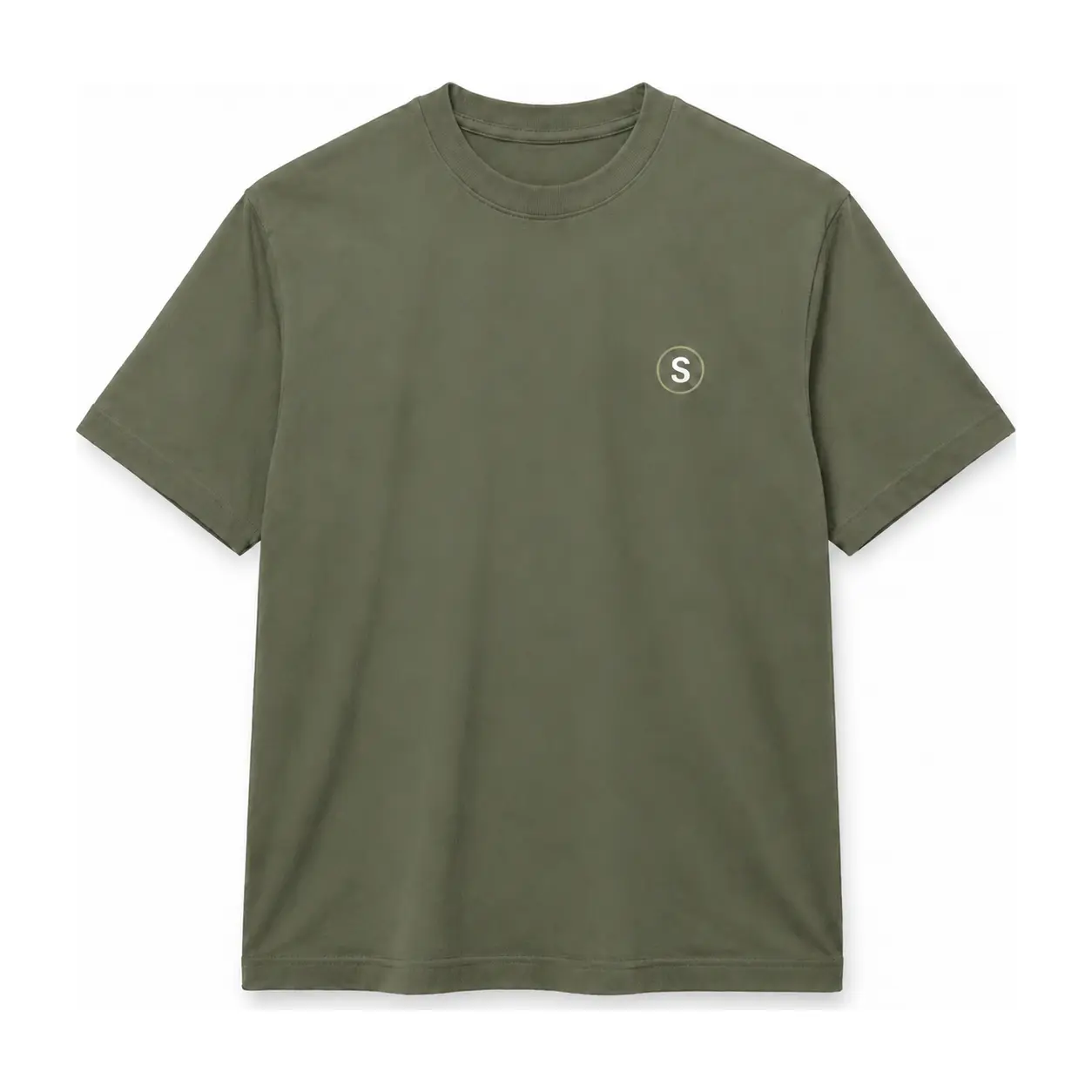 SHIFT heavyweight tee in Ash Green with the S-in-circle chest mark